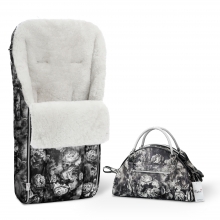 Конверт в коляску меховой Esspero Icelandic Sheep Flowers (натуральный мех) + Сумка на коляску