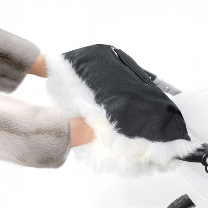 Муфта для рук на коляску Esspero Julia (Натуральный мех) Black Carbon