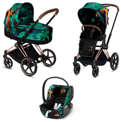 Коляска 3 в 1 Cybex Priam III Birds of Paradise (Cloud Z i-Size) Rosegold