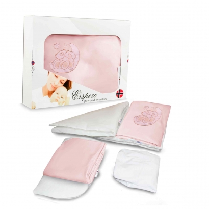 Дополнительный комплект постельного белья в коляску Esspero Lui 2 предмета Мишки на луне Розовый