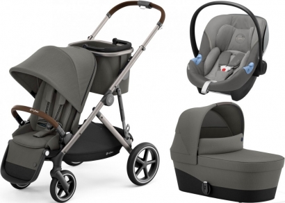 Коляска 3 в 1 Cybex Gazelle S с корзиной (автокресло Aton M) Soho Grey