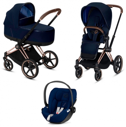 Коляска 3 в 1 Cybex Priam III (шасси Rosegold) Indigo Blue