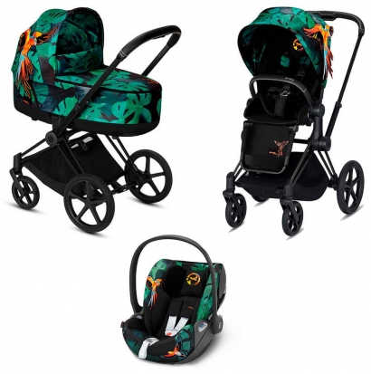 Коляска 3 в 1 Cybex Priam III Birds of Paradise (Cloud Z i-Size) Matt Black