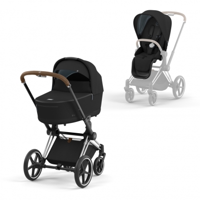 Коляска 2 в 1 Cybex Priam IV (шасси Chrome Brown) Deep Black