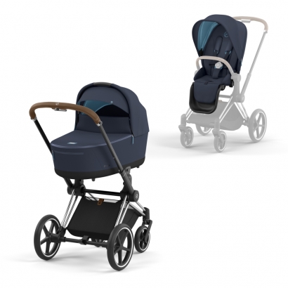 Коляска 2 в 1 Cybex Priam IV (шасси Chrome Brown) Nautical Blue