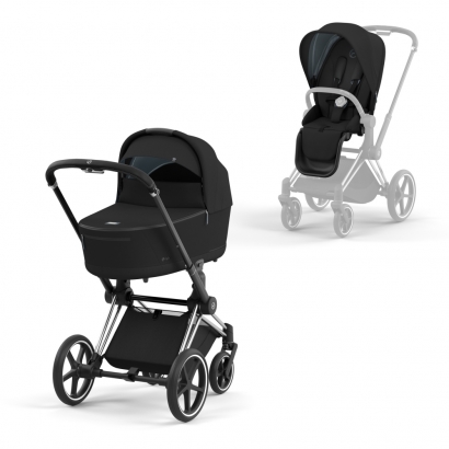 Коляска 2 в 1 Cybex Priam IV (шасси Chrome Black) Deep Black