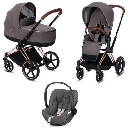 Коляска 3 в 1 Cybex Priam III (шасси Rosegold) Manhattan Grey