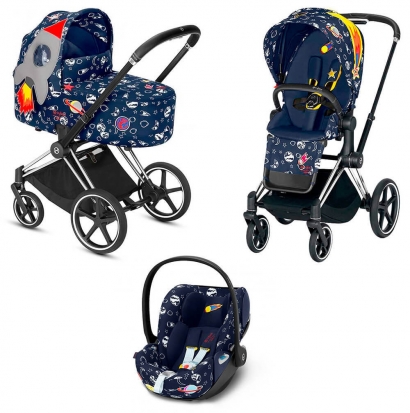 Коляска 3 в 1 Cybex Priam III Anna K Space Rocket (Cloud Q) Chrome Black