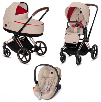 Коляска 3 в 1 Cybex Priam III Ferrari (Cloud Z i-Size) Silver Grey (Rosegold)