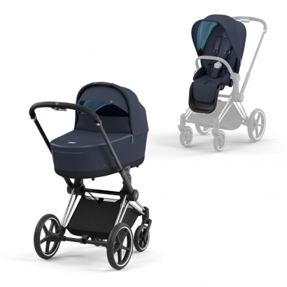 Коляска 2 в 1 Cybex Priam IV (шасси Chrome Black) Nautical Blue