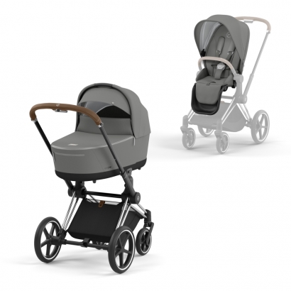 Коляска 2 в 1 Cybex Priam IV (шасси Chrome Brown) Soho Grey