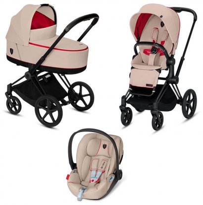 Коляска 3 в 1 Cybex Priam III Ferrari (Cloud Z i-Size) Silver Grey (Matt Black)