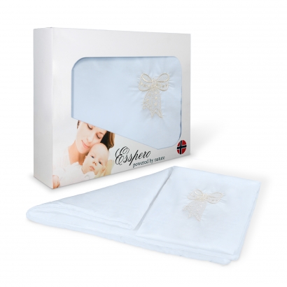 Комплект постельного белья в коляску Esspero Lui 5 предметов Бант Голубой