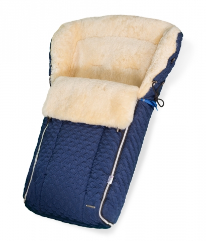Конверт в коляску меховой Esspero Nicolas Leatherette (натуральная овчина) Indigo