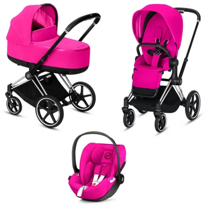 Коляска 3 в 1 Cybex Priam III (шасси Chrome Black) Fancy Pink