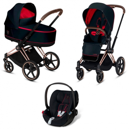 Коляска 3 в 1 Cybex Priam III Ferrari (Cloud Z i-Size) Victory Black (Rosegold)
