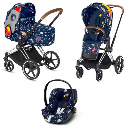 Коляска 3 в 1 Cybex Priam III Anna K Space Rocket (Cloud Q) Chrome