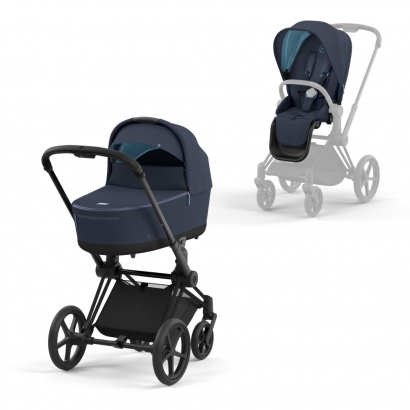 Коляска 2 в 1 Cybex Priam IV (шасси Matt Black) Nautical Blue