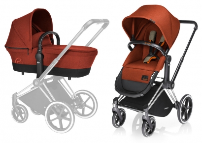 Детская коляска 2 в 1 Cybex Priam Light Seat (шасси Trekking Chrome) Autumn Gold