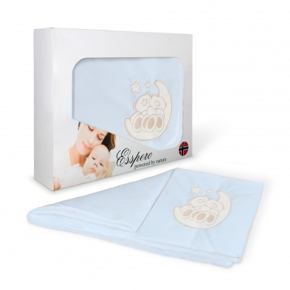 Комплект постельного белья в коляску Esspero Lui 5 предметов Мишка на луне Голубой