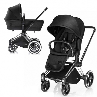 Детская коляска 2 в 1 Cybex Priam (шасси Trekking) Happy Black