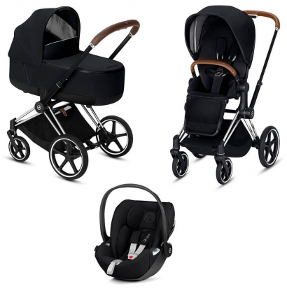 Коляска 3 в 1 Cybex Priam III (шасси Chrome) Premium Black