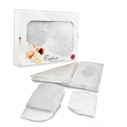 Дополнительный комплект постельного белья в коляску Esspero Lui 2 предмета Мишки на луне Белый