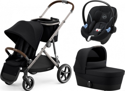 Коляска 3 в 1 Cybex Gazelle S с корзиной (автокресло Aton M) Deep Black